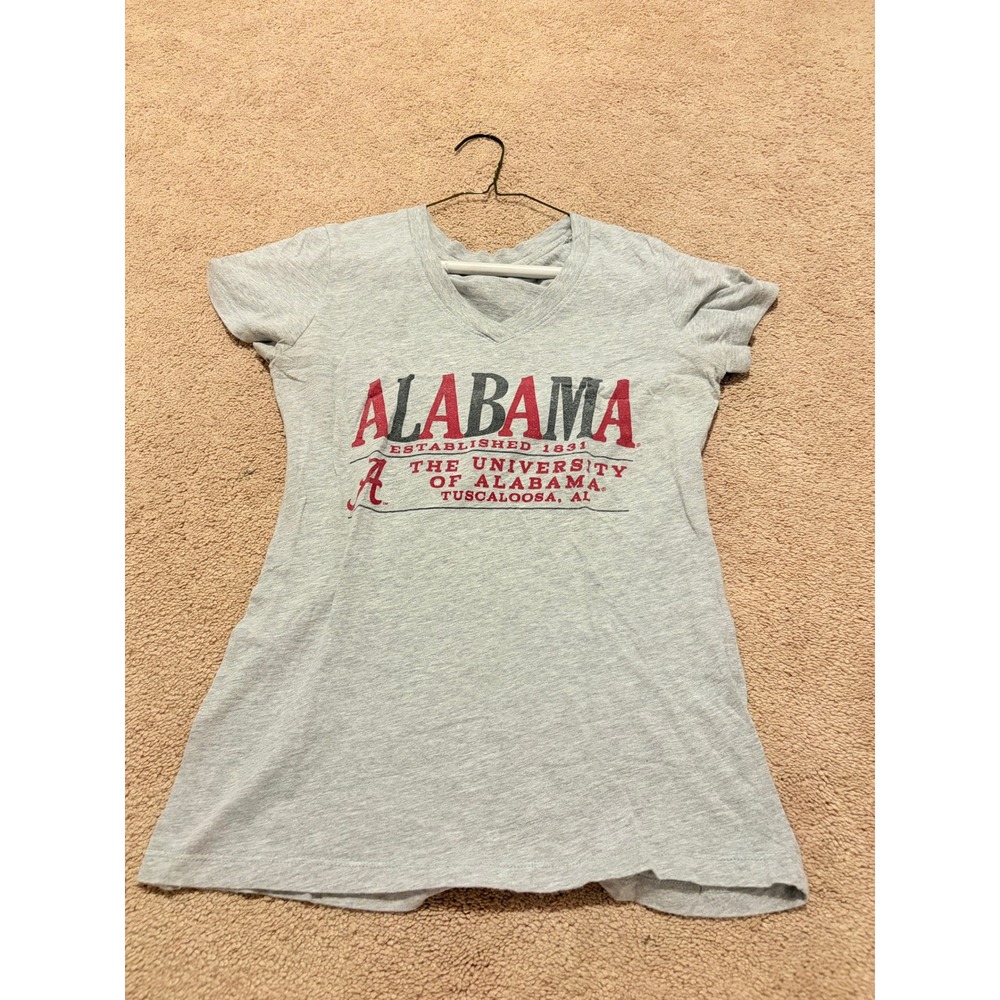 University of Alabama Crimson Tide V-Neck Graphic T-Shirt Gray Women's Small